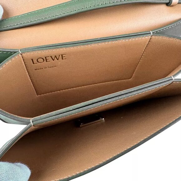 Auth LOEWE GOYA Small Crossbody Shoulder Bag Khaki Leather/Goldtone - z4089 - Picture 5 of 12